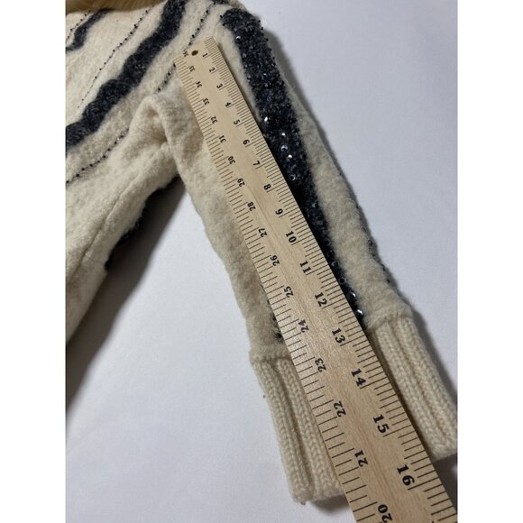 Susan Bristol 100% Wool Blend Hand Embroidered Sequin Zip-Up Cardigan Sweater Gi - Picture 10 of 10